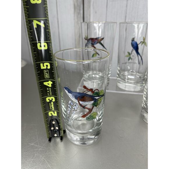 Vintage Set of 4 Hand Painted Bird Tumblers Drinking Glasses - Picture 7 of 7